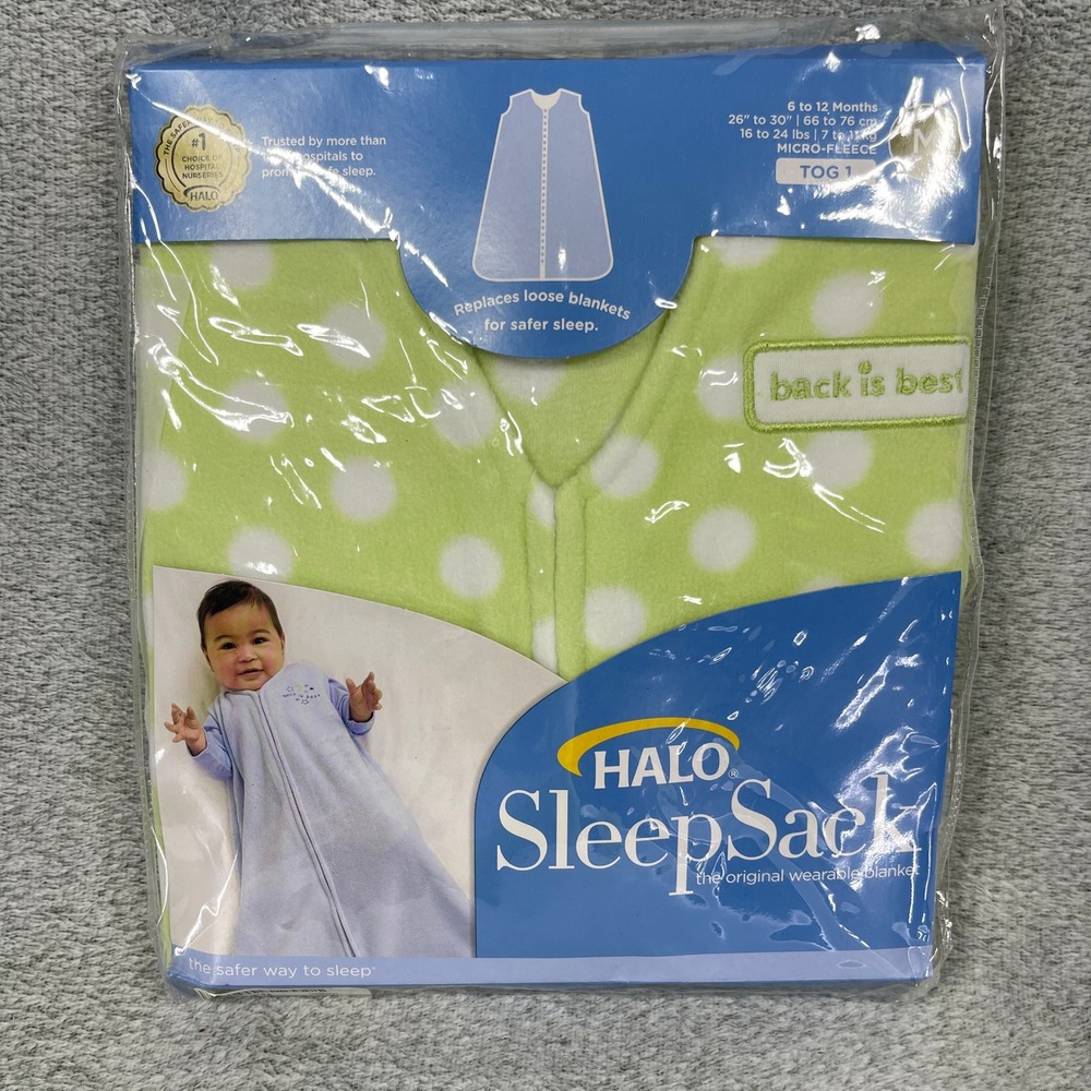 HALO SleepSack Wearable Blanket Unisex Medium Lime Green Polka Dot Micro-Fleece